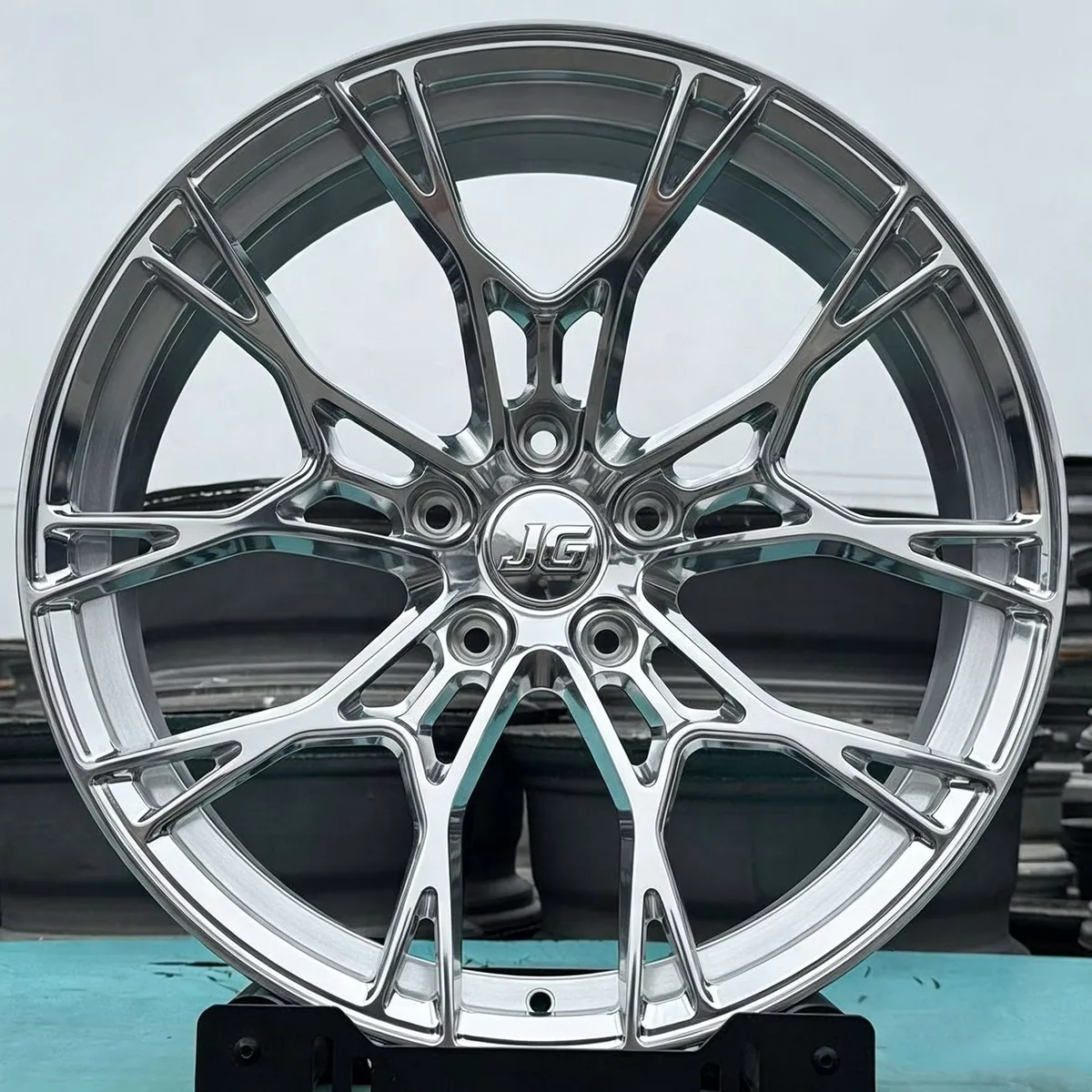 JG 1 Piece Forged Alloy Wheels Full Polished Multi Spoke Rims 17-22 Inch PCD 5x114.3 5x120 5x112 for Tesla BYD Honda BMW forged wheel