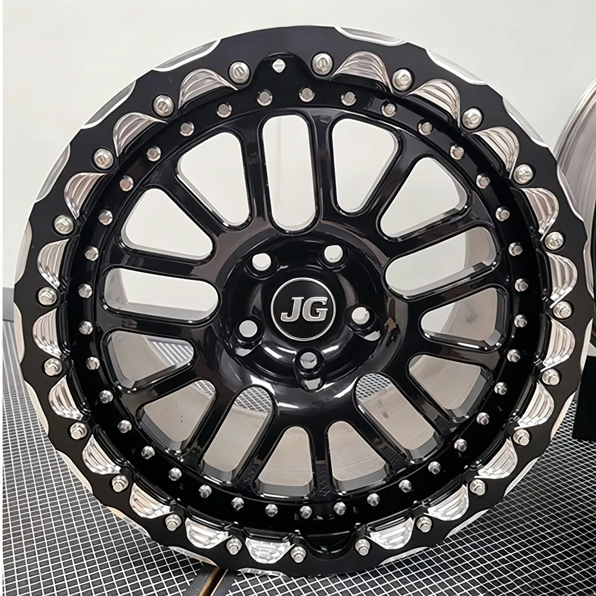 JG 1 Piece Forged Gloss Black Beadlock Offroad Alloy Wheels 17-22 Inch PCD 6x139.7 Fit Ford F150 Toyota Hilux Dodge Ram Pickup forged wheel
