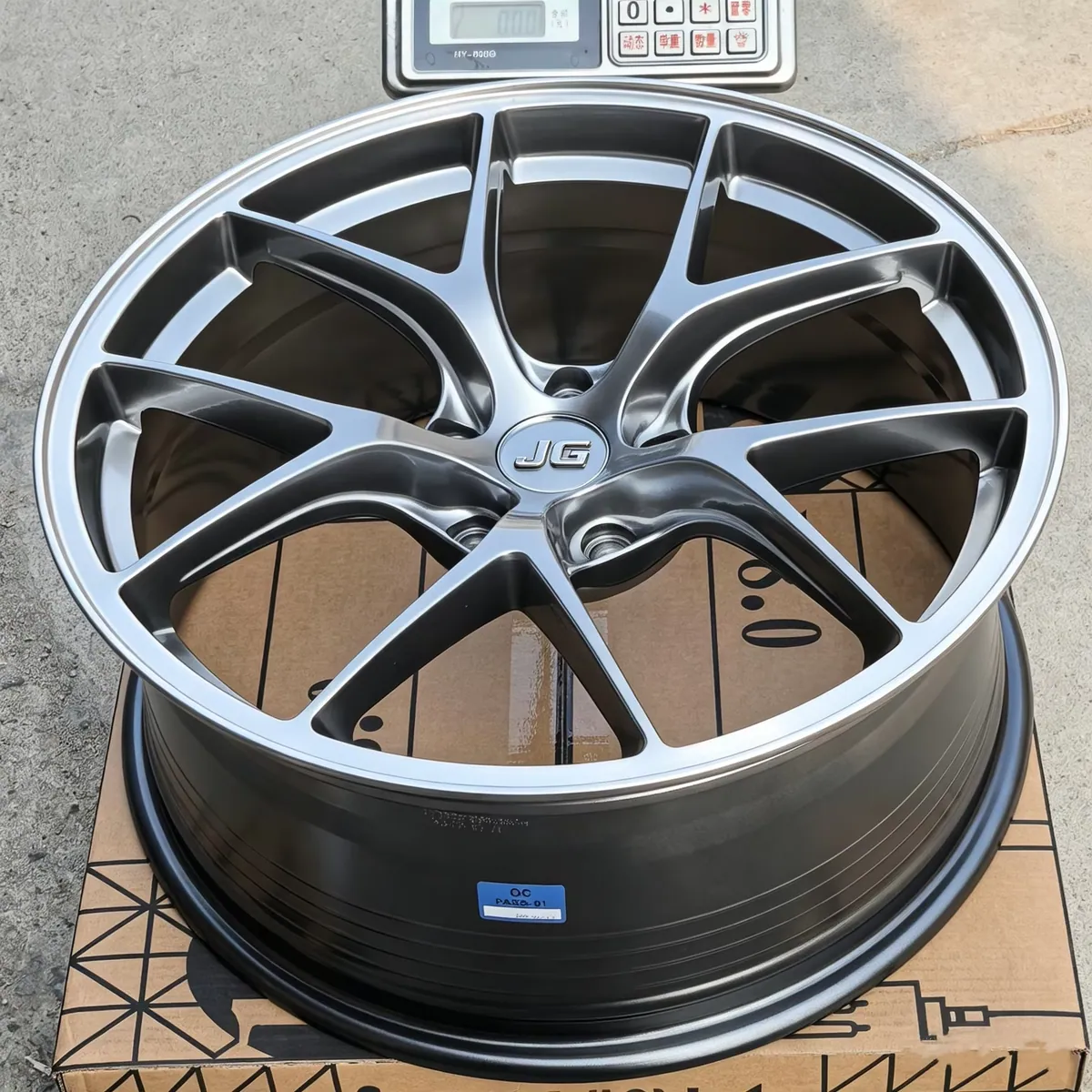 JG 1 Piece Forged Gunmetal 5 Spoke Alloy Wheels Custom Rims 17-22 Inch PCD 5x114.3 5x120 5x112 for Tesla BYD Toyota BMW Mercedes forged wheel