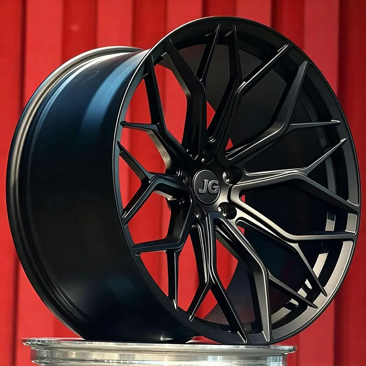 JG 1 Piece Forged Matte Black Multi Spoke Alloy Wheels Custom Rims 17-22 Inch PCD 5x114.3 5x120 5x112 Fit Tesla BYD Toyota BMW forged wheel