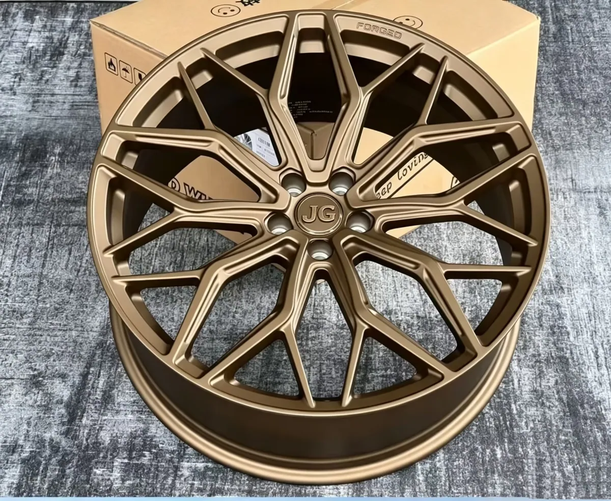JG 1 Piece Forged Matte Bronze Multi Spoke Alloy Wheels Custom Rims 17-22 Inch PCD 5x114.3 5x120 5x112 for Tesla BYD Toyota BMW forged wheel