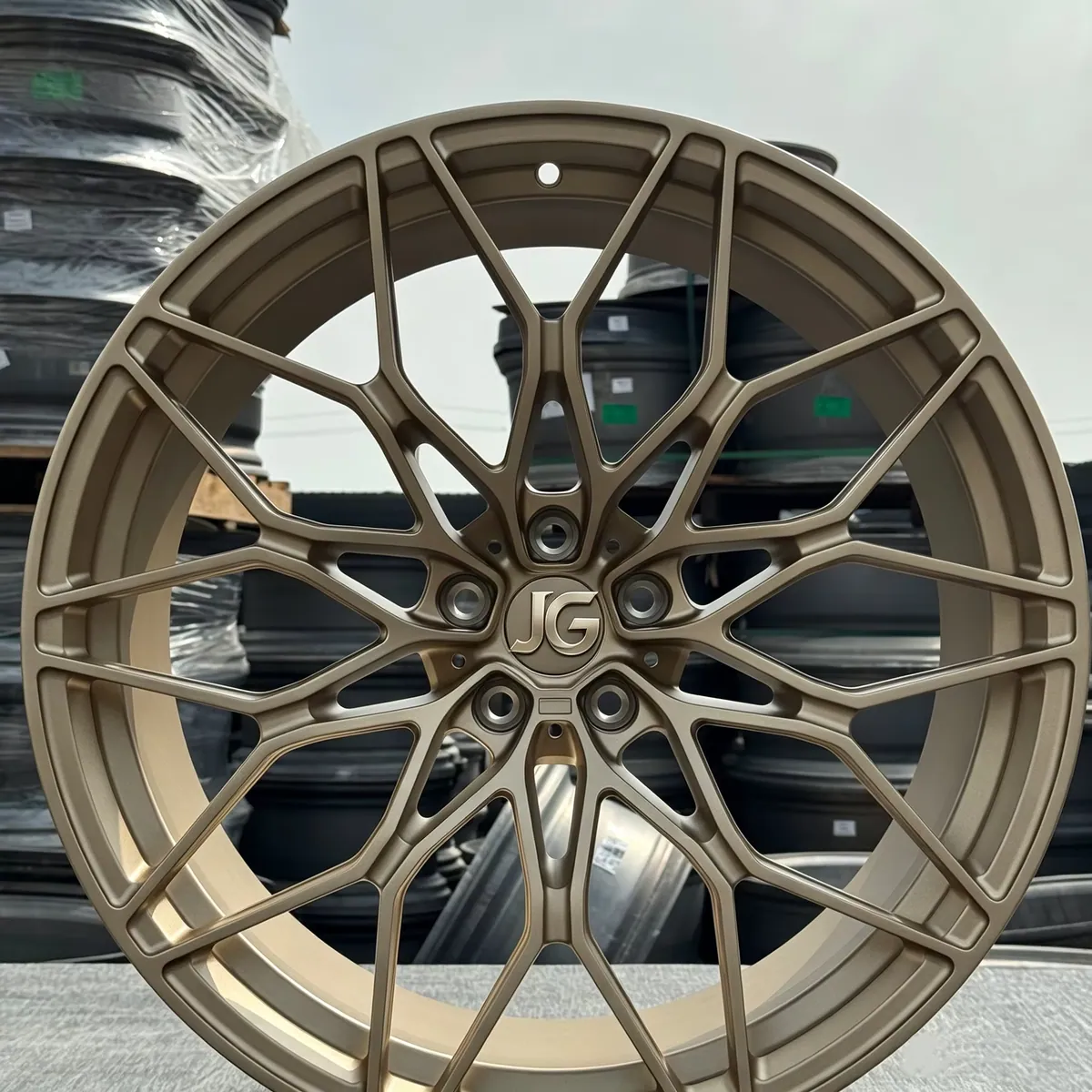 JG 1 Piece Forged Matte Bronze Multi Spoke Mesh Alloy Wheels 17-22 Inch PCD 5x120 5x112 Rims for Tesla BYD BMW Mercedes forged wheel