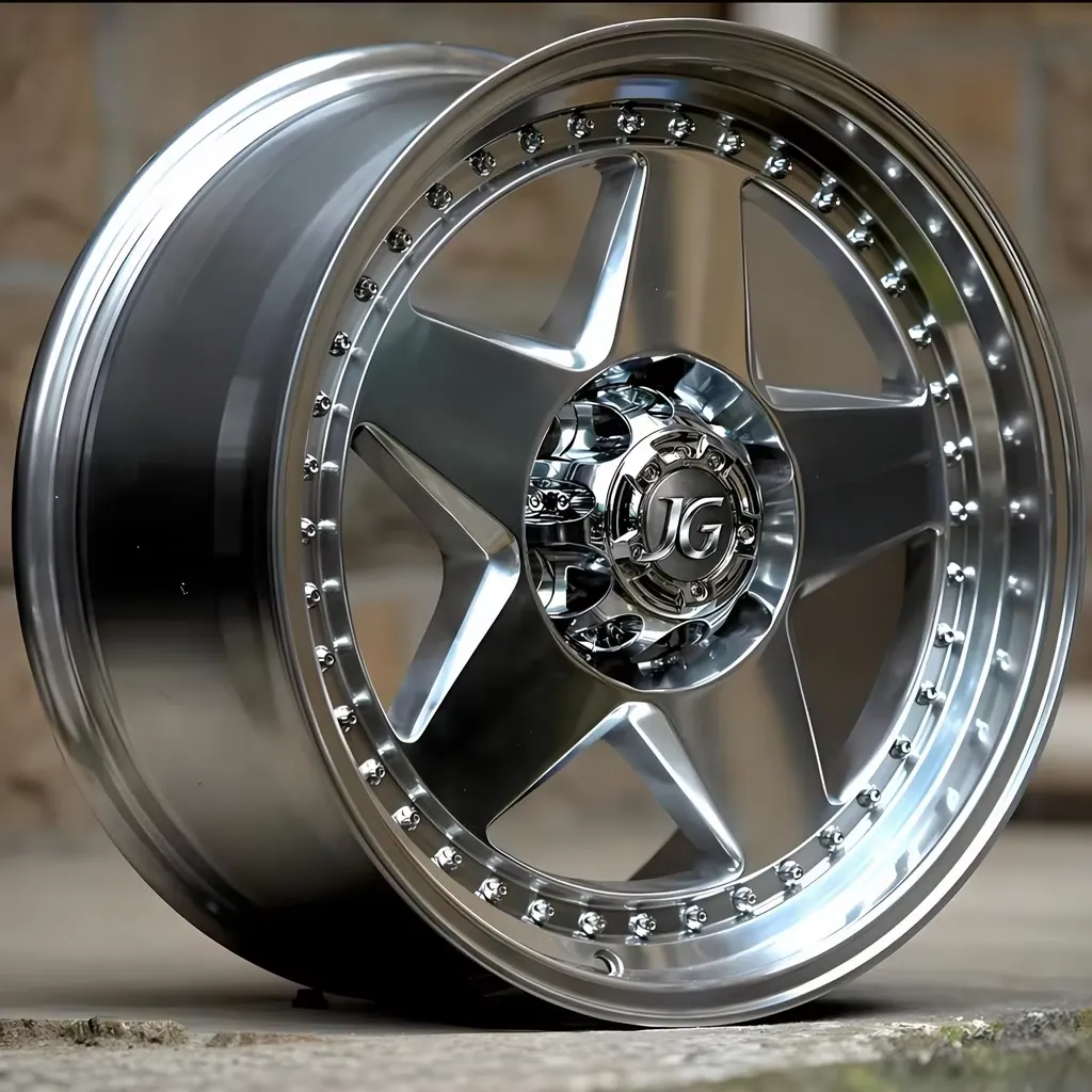 JG 17-22 Inch Full Polished Rivet Five Spoke Forged Alloy Wheels Deep Dish Style Universal Rims for Sedans & Pickups forged wheel