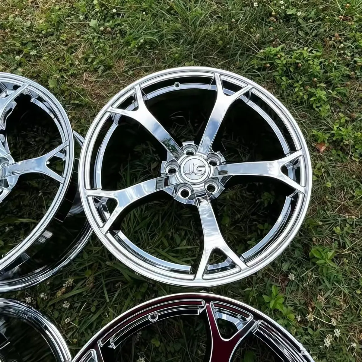 JG 17-22inch One Piece Forged Alloy Wheels Full Chrome Plated Hollow Blade 5 Spoke 6061-T6 Aviation Aluminum Wheel Rims forged wheel