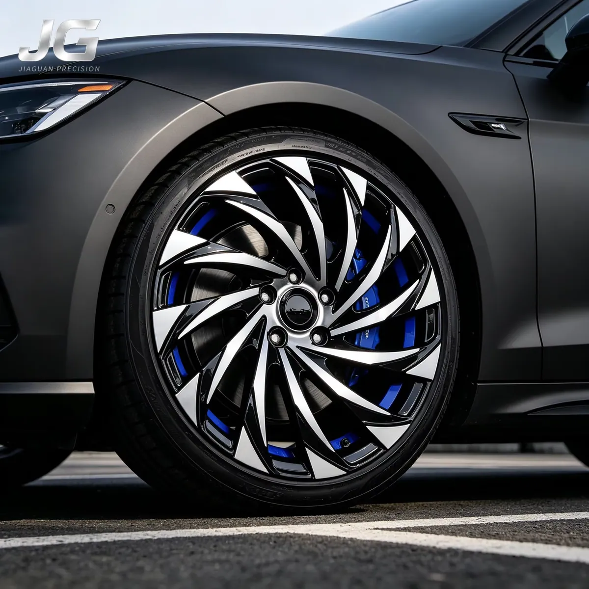 JG 18 20 21 22 Inch 5x112 5x120 6061-T6 Aluminum Alloy CNC Machined Gloss Black Blue Lip Rim for BMW M3 M5 Audi RS6 Porsche 911 forged wheel