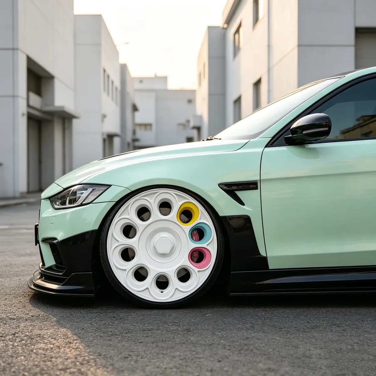 JG 18-24 Inch White Alloy Wheel Rim with Colorful Accent Rings Lightweight  for BMW Audi Mercedes-Benz Lexus Porsche forged wheel