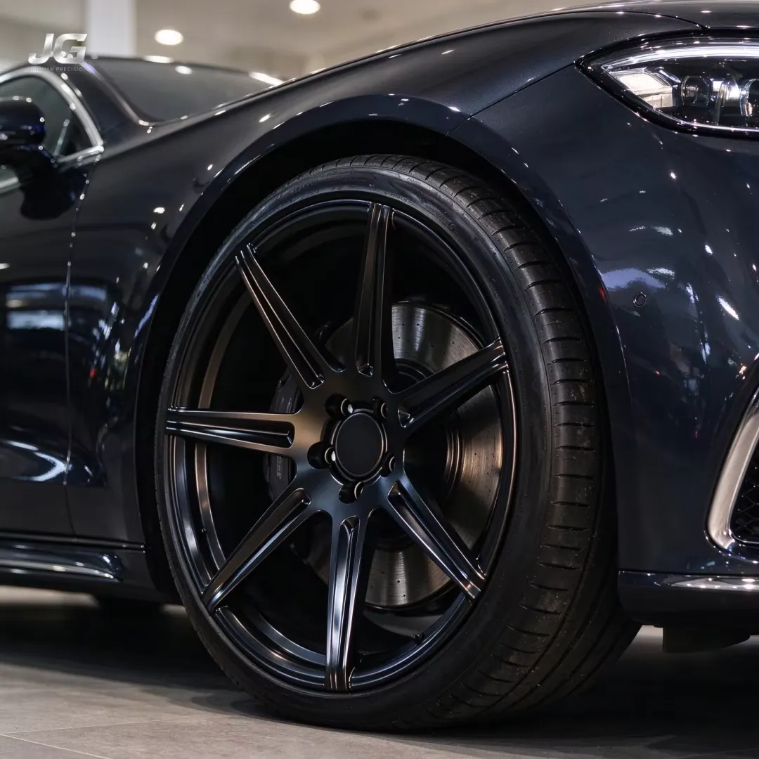 JG 19-22 Inch 5x114.3/130/120/108/115 Monoblock 6061-T6 Alloy Forged 7 Spoke Wheel Gloss Black Rims for Tesla Honda Mustang forged wheel