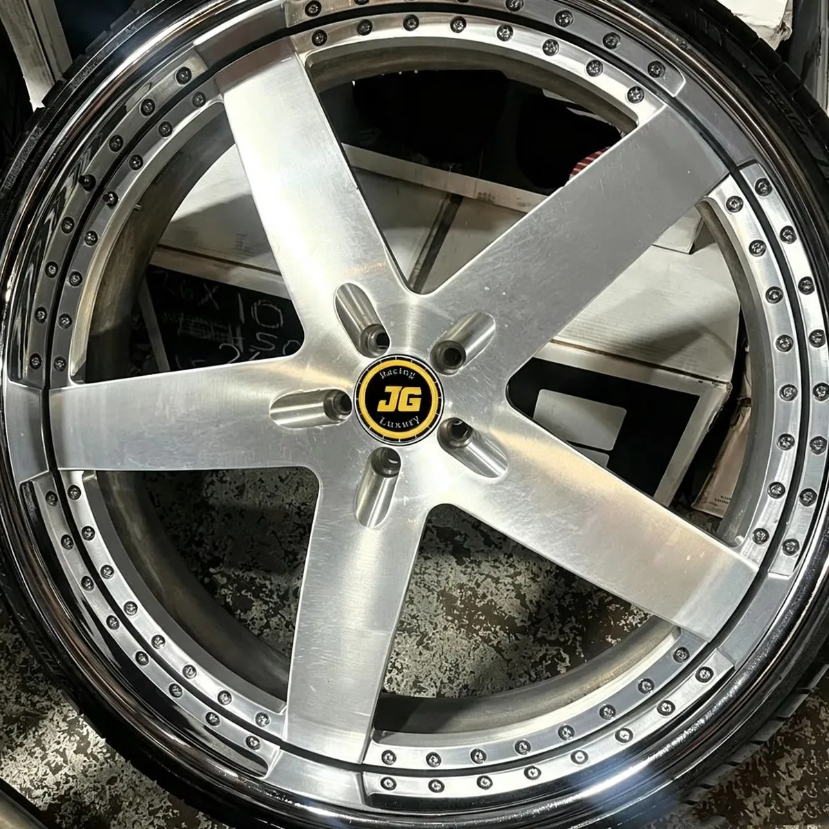JG 2 Piece Brushed Silver 5 Spoke Forged Alloy Wheels Rivet Lip Rims 17-22 Inch 5x112 5x120 for BMW Audi Mercedes Tesla Honda — JG forged wheel