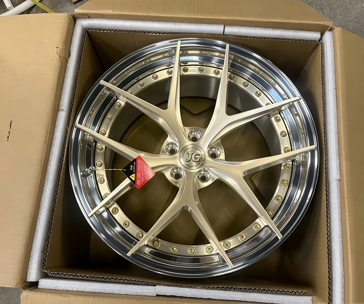 JG 2 Piece Brushed Silver Forged Alloy Wheels Rivet Design 17-22 Inch 5x112 5x120 for BMW Audi Mercedes Tesla SUV Tuning Cars forged wheel