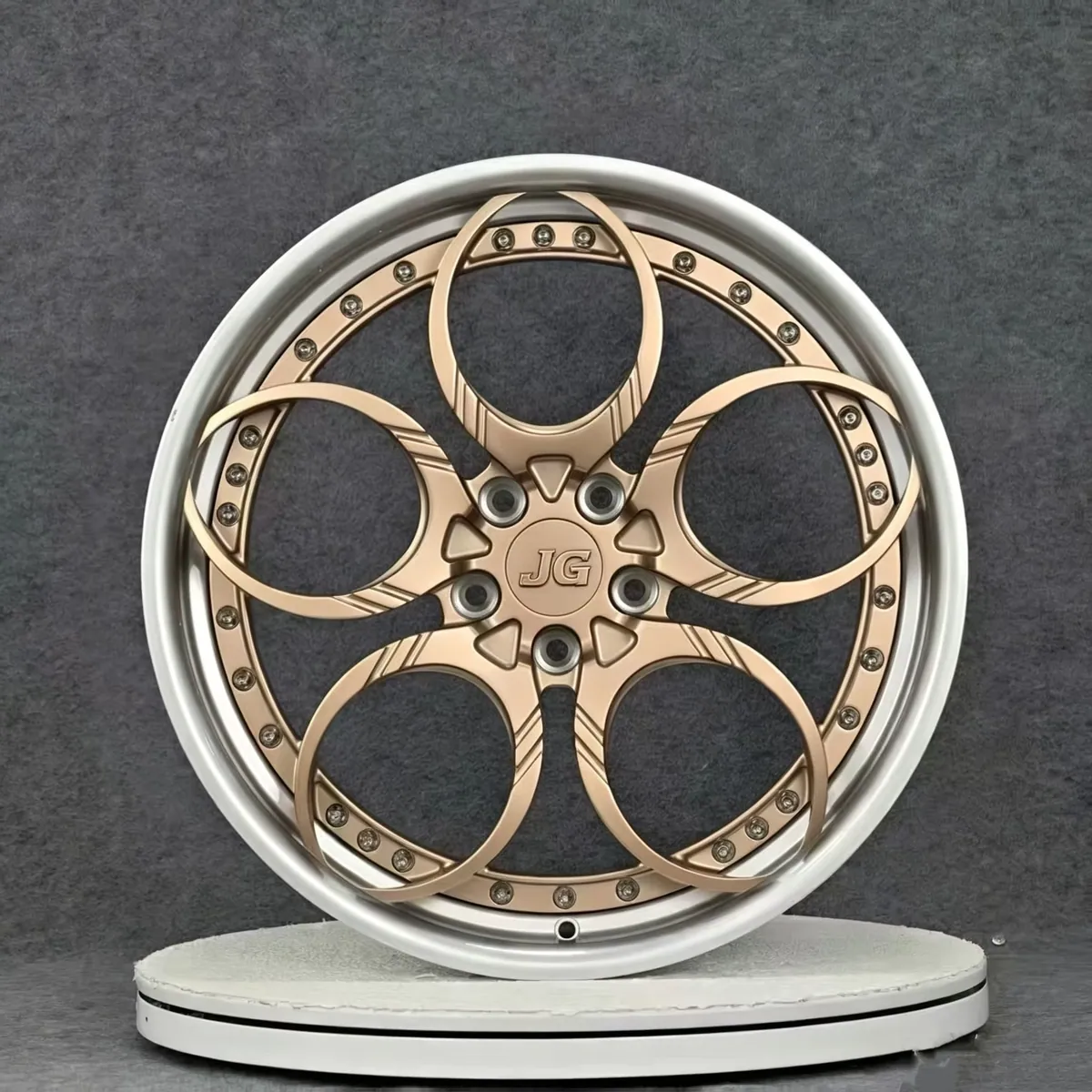 JG 2 Piece Forged Wheels Champagne Gold Spoke Silver Barrel  17-22 Inch 5 Holes Car Alloy Rims for Passenger Car Modification forged wheel