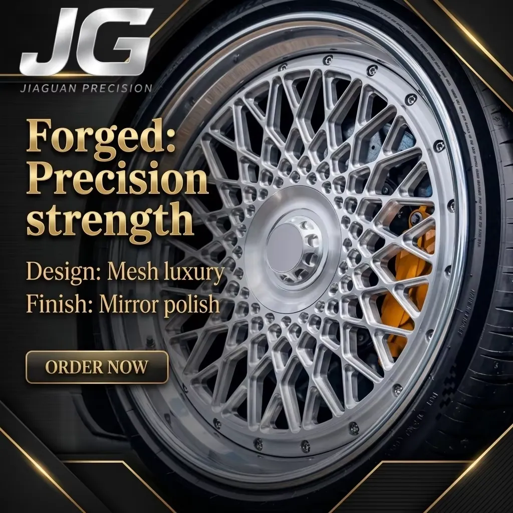JG 2 Piece Forged Mesh Spoke Wheels Brushed Silver Polished Lip Rivet Design Deep Concave Alloy Rims 18-24 Inch forged wheel