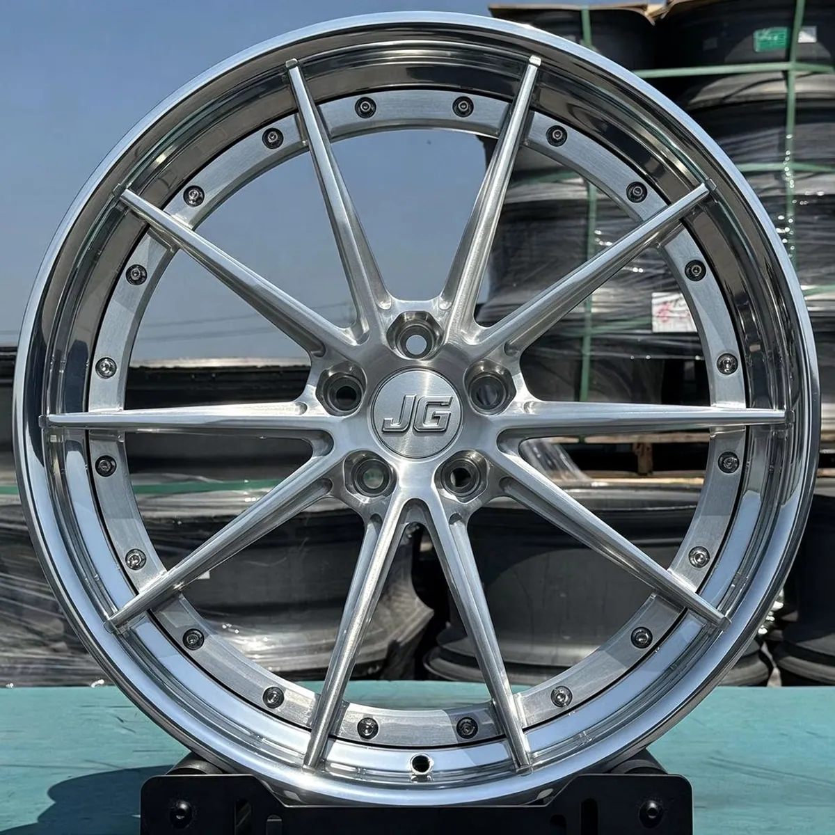 JG 2-Piece Forged Wheels Brushed Silver Polished Lip 17-22 Inch 5x112 5x120 Custom Alloy Car Rims for BMW Mercedes Audi Tesla forged wheel