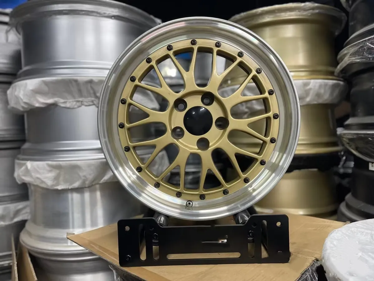 JG 2-Piece Forged Gold Mesh Polished Lip Rivet Deep Dish JDM Tuning Wheels for Universal JDM Passenger Vehicle Refit Upgrade forged wheel