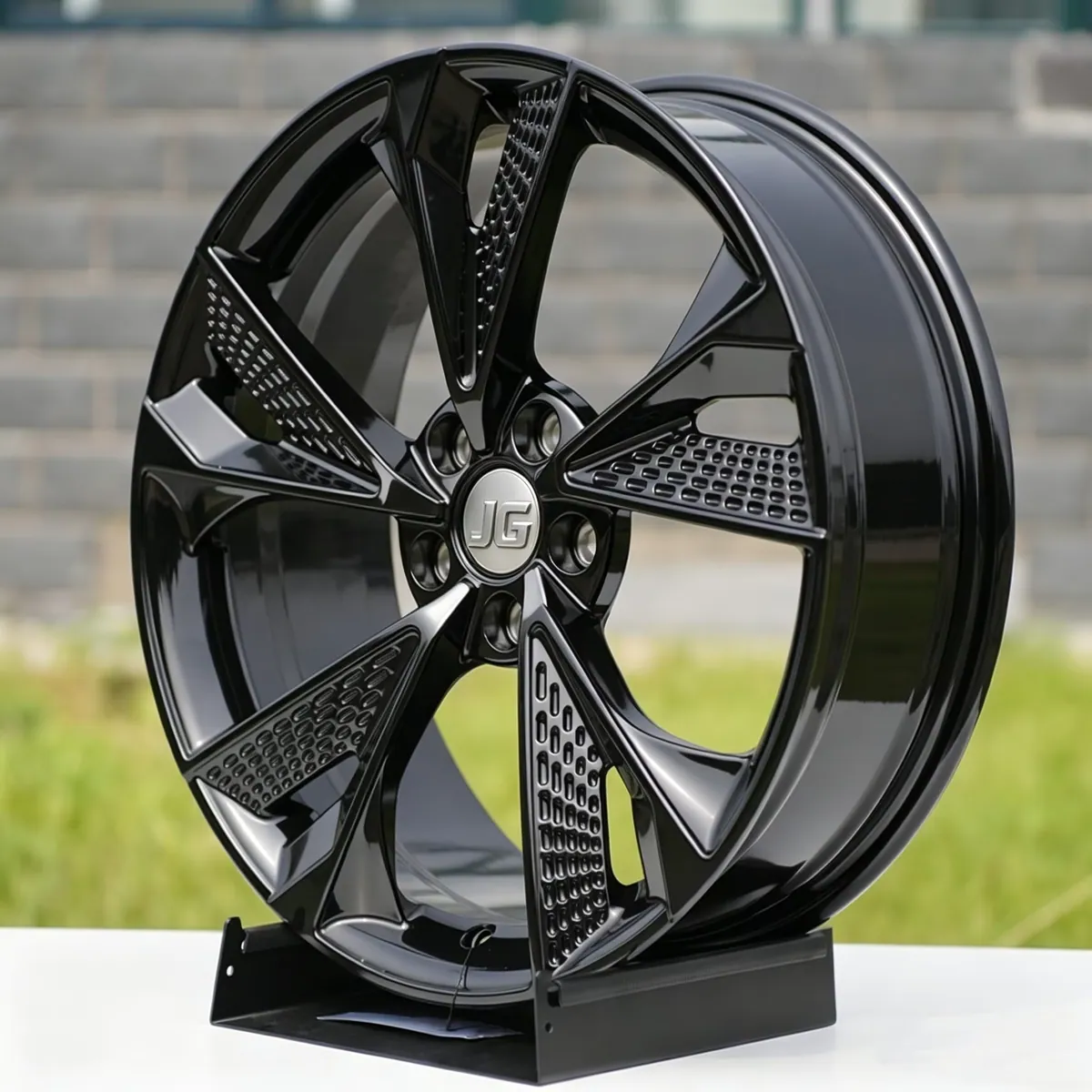 JG 5 Spoke Blade Design Gloss Black Alloy Wheels Honeycomb Texture 18 19 20 21 22 Inch Aluminum Car Rims for BMW Audi Mercedes forged wheel