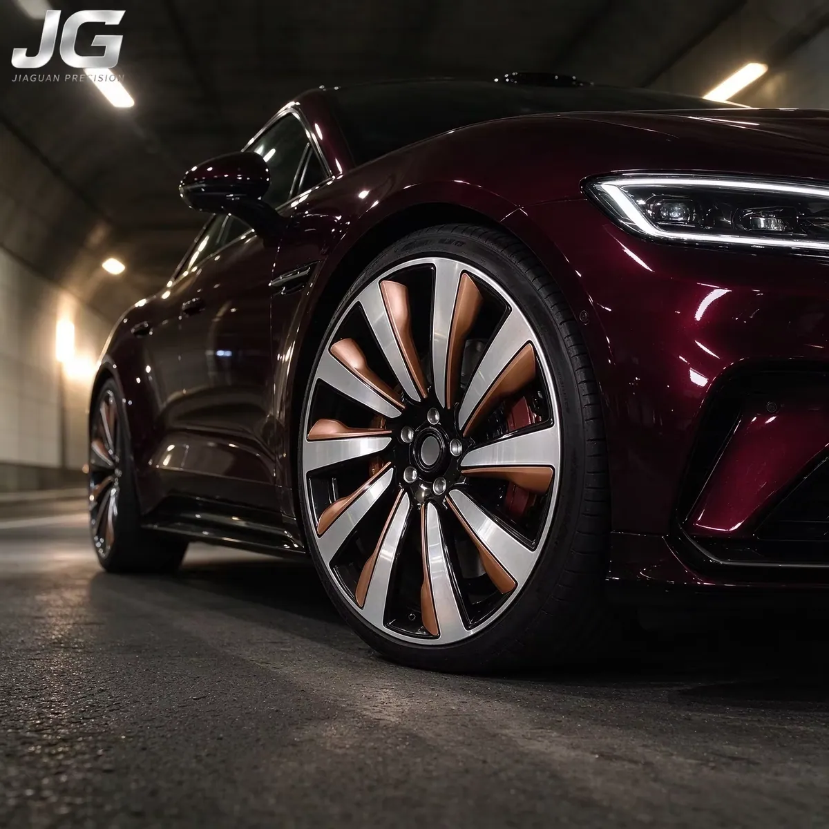 JG  5x120 Forged Wheels 6061-T6 Alloy CNC Polished Bronze Black Lip Rims Fit GMC Acadia Denali AWD Cadillac Escalade Chevy Tahoe forged wheel