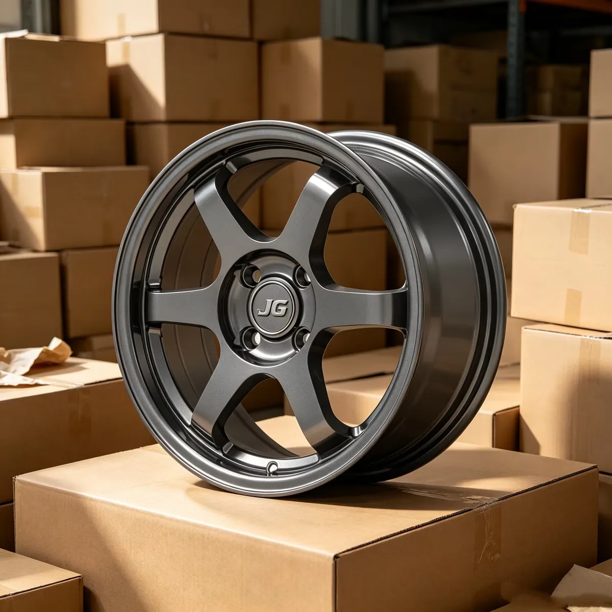 JG 6-Spoke Matte Gunmetal Monoblock Forged Alloy Wheels 17-22 Inch PCD 5x120 5x112 Rims for Tesla BYD Toyota BMW Audi EV Sedan forged wheel
