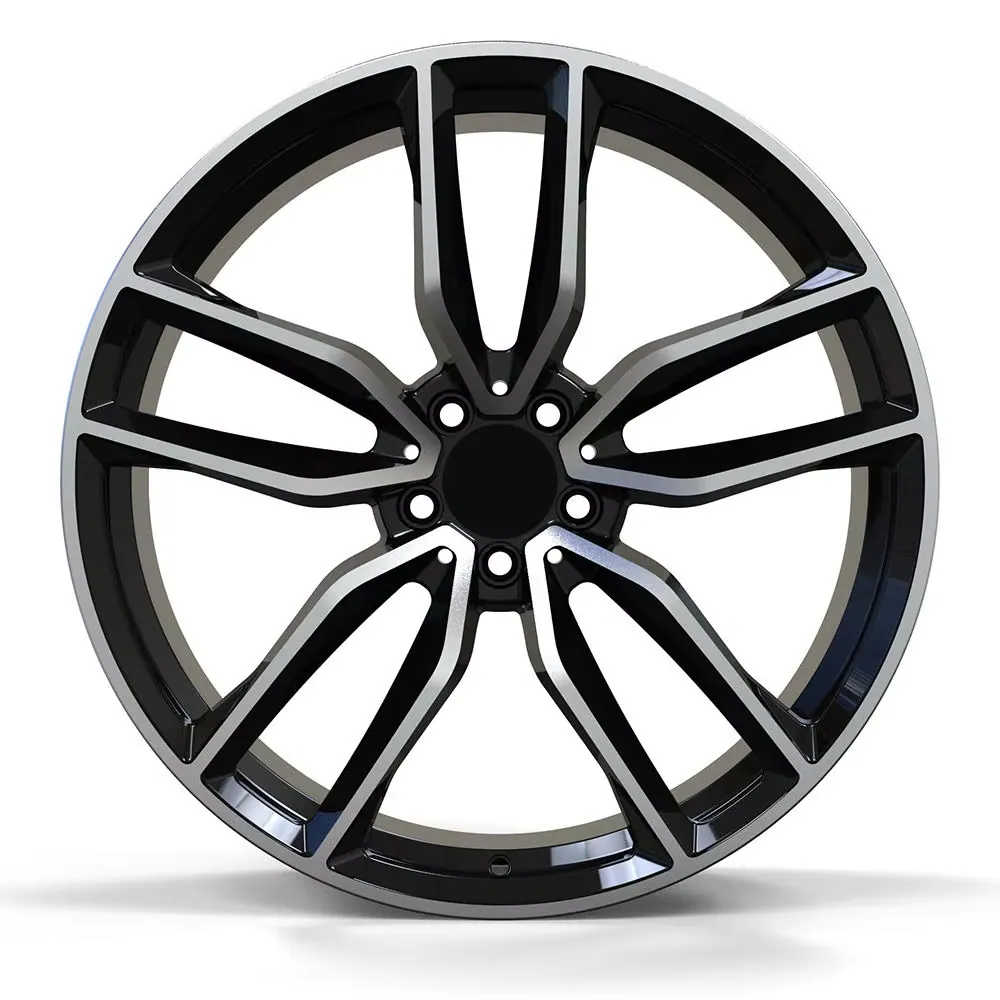 JG Custom 1 Piece Forged Alloy Wheels Gloss Black Machined Double 5 Spoke Rims 17-22 Inch 5x112 5x120 for BMW Mercedes Audi forged wheel