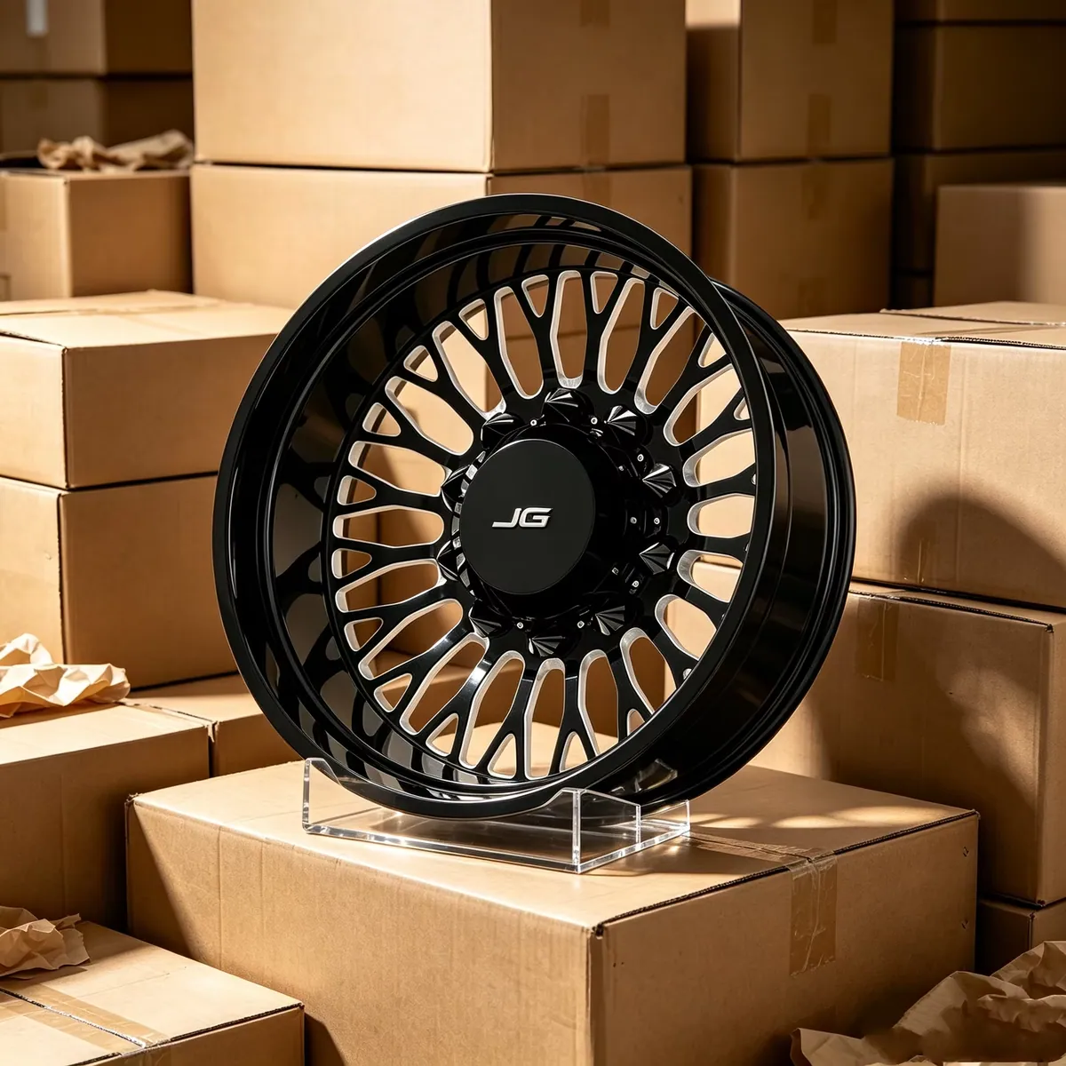 JG Custom 1-piece Gloss Black Machined Face Forged Multi Spoke Alloy Wheels for Hilux F150 Wrangler Tesla BYD Camry BMW Audi forged wheel