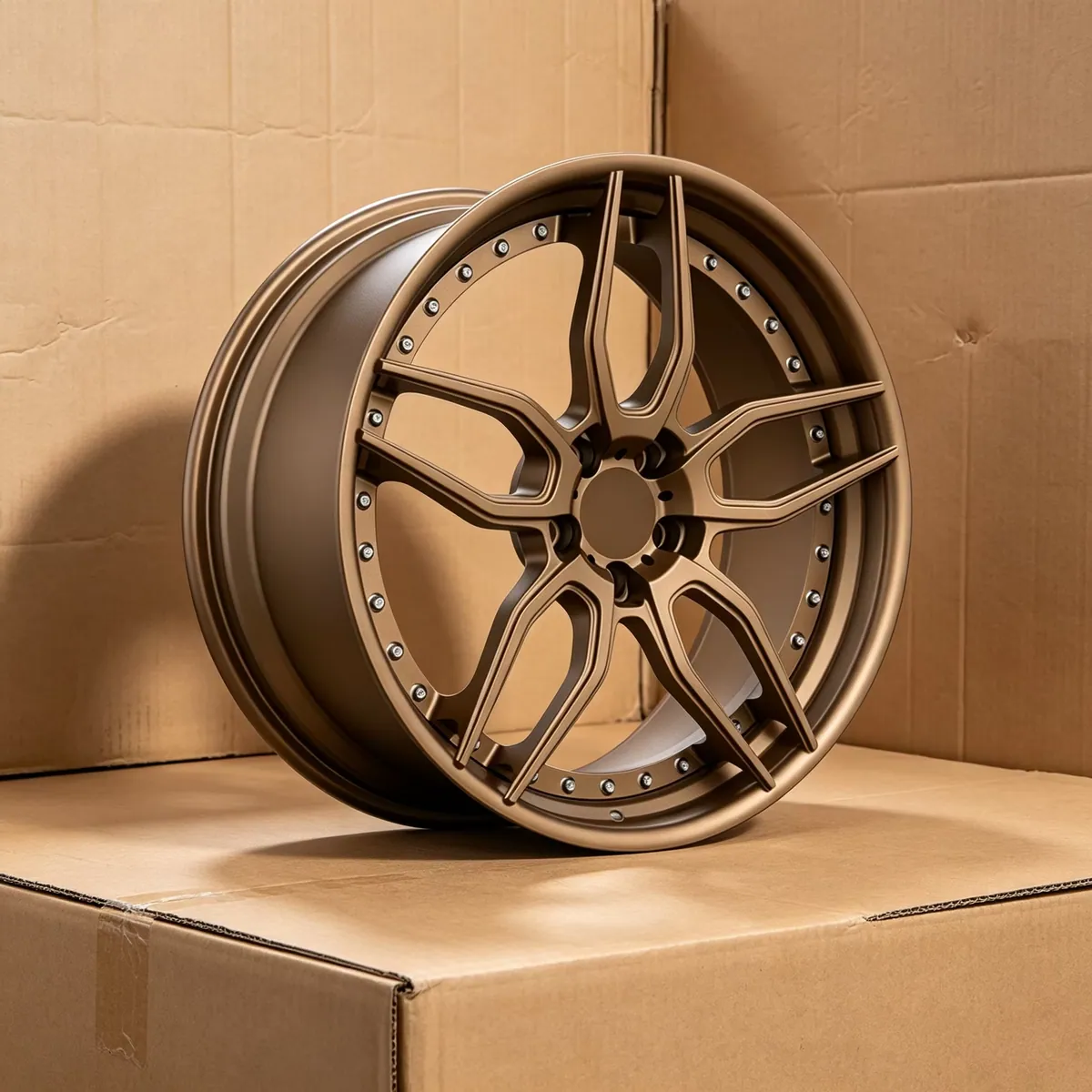 JG Custom 2-Piece Forged Alloy Matte Bronze Double Five Spoke Riveted Deep Lip Rims 17-22 Inch 5x112 5x114.3 for Passenger Cars forged wheel