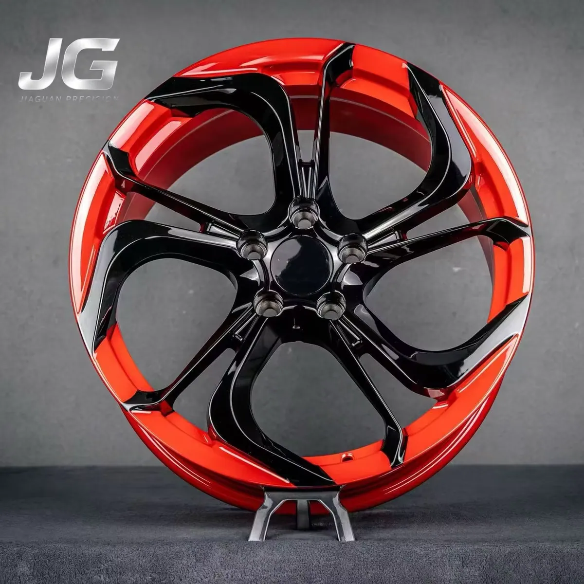 JG Custom 5x114.3 5x120 Black Red 5 Spoke Deep Concave Passenger Forged Wheel Rims for toyota corolla Hilux Land Cruiser forged wheel