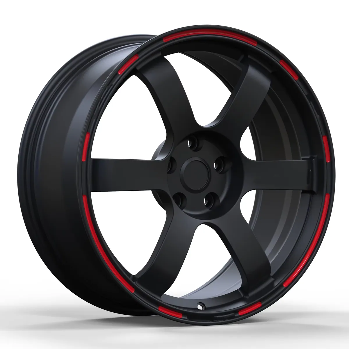 JG Custom Forged Aluminum Alloy Wheels Matte Black 6 Spoke Red Rim Deep Concave 5x114.3 PCD for BMW  Tesla Passenger Cars forged wheel