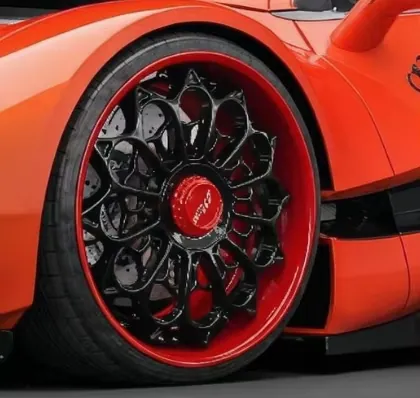 JG Custom Forged Black and Red Aluminium Alloy Wheels with Multiple Petals, PCD 5X120 5X143.1for Sports Car  Taycan forged wheel