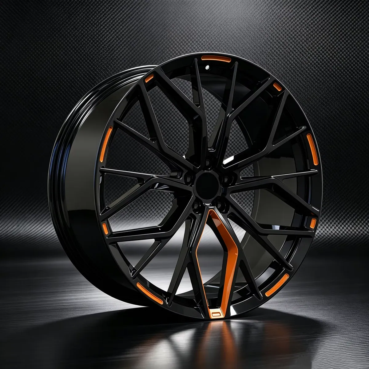 JG Custom Forged Alloy Wheels Gloss Black With Orange Accent Multi Spoke Sport Rims 18-24 Inch 5x112 5x120 for Passenger Cars forged wheel