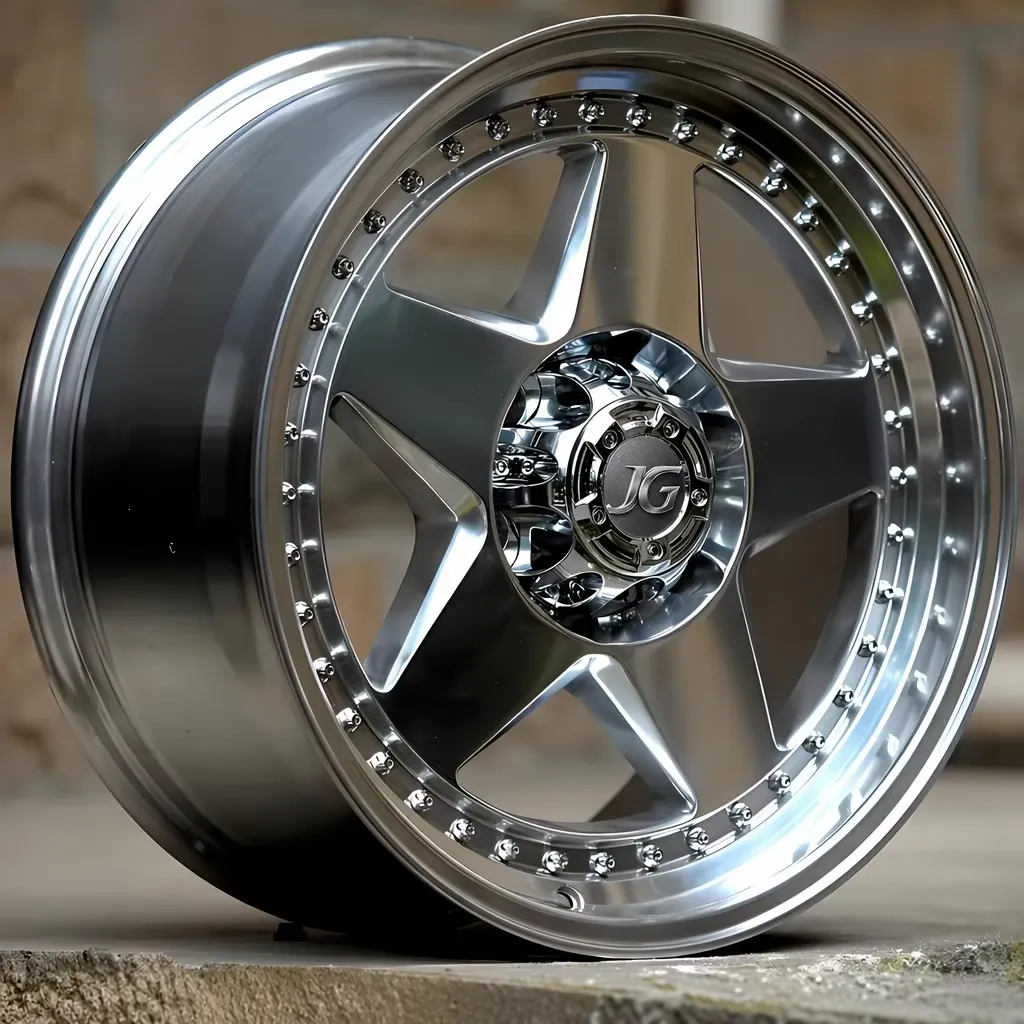 JG Deep Dish 5-Spoke Star Silver Polished Retro Classic Aftermarket Custom Wheels 17-22 Inch Forged Alloy Rims JWL VIA DOT forged wheel