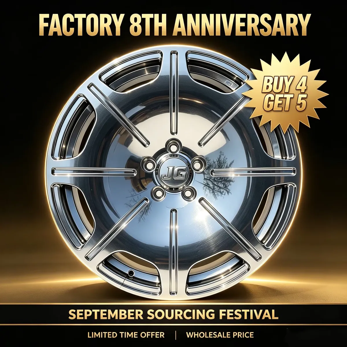 JG Factory 6061-T6 Forged Alloy Wheels with Polished Treatment for Automotive Wheels, for Mercedes BMW Audi Buy 4 Get 5 forged wheel