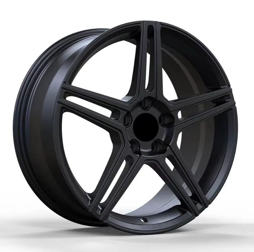 JG Factory One Piece Forged Wheels Powder Coating Gunmetal Gray Diamond Cut Machine Face Five Spoke Concave Alloy Rims forged wheel