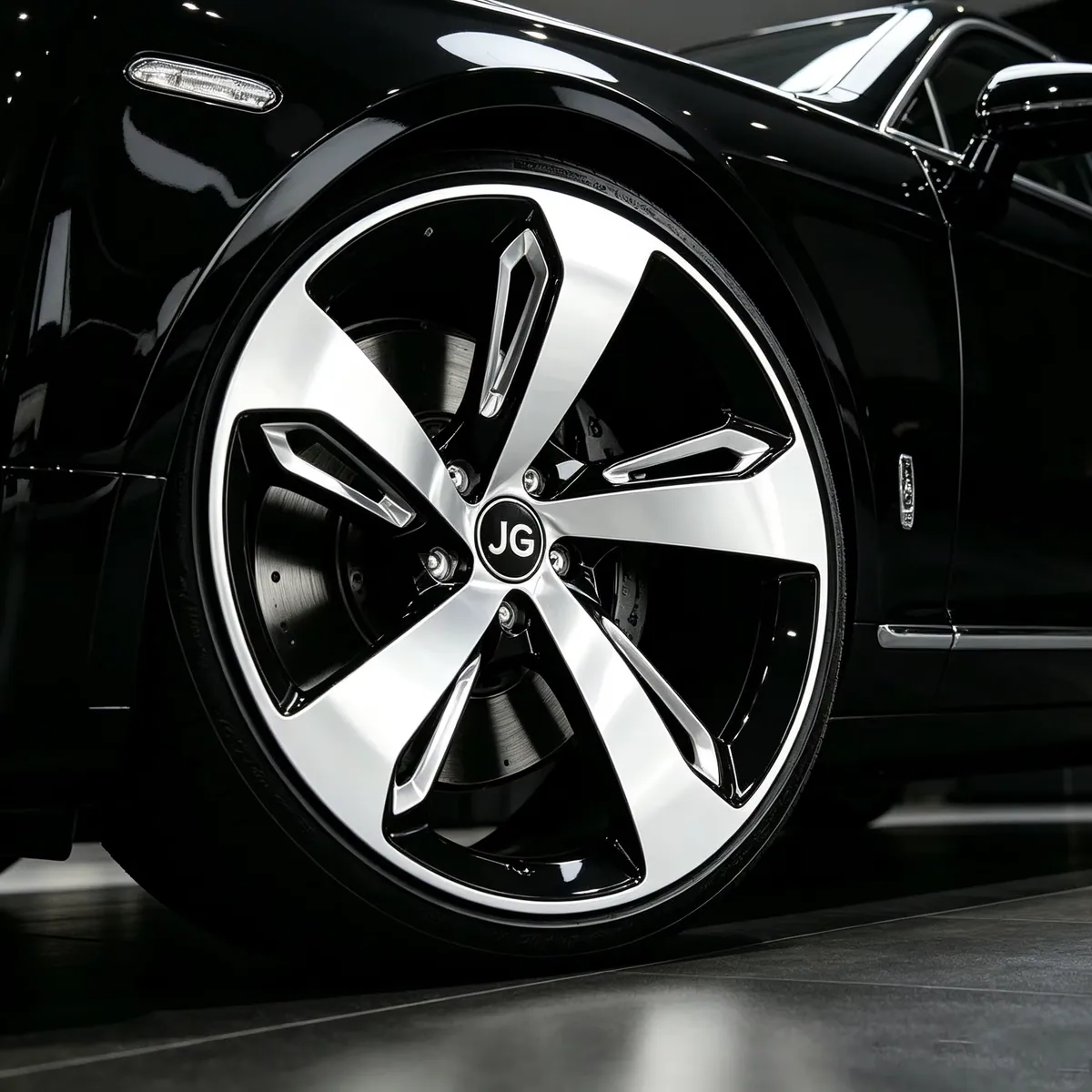 JG Five-spoke Polished Silver Aluminum Alloy Wheels, Compatible with 5x112, 5x114.3 Rims; Suitable for Porsche, Bentley forged wheel