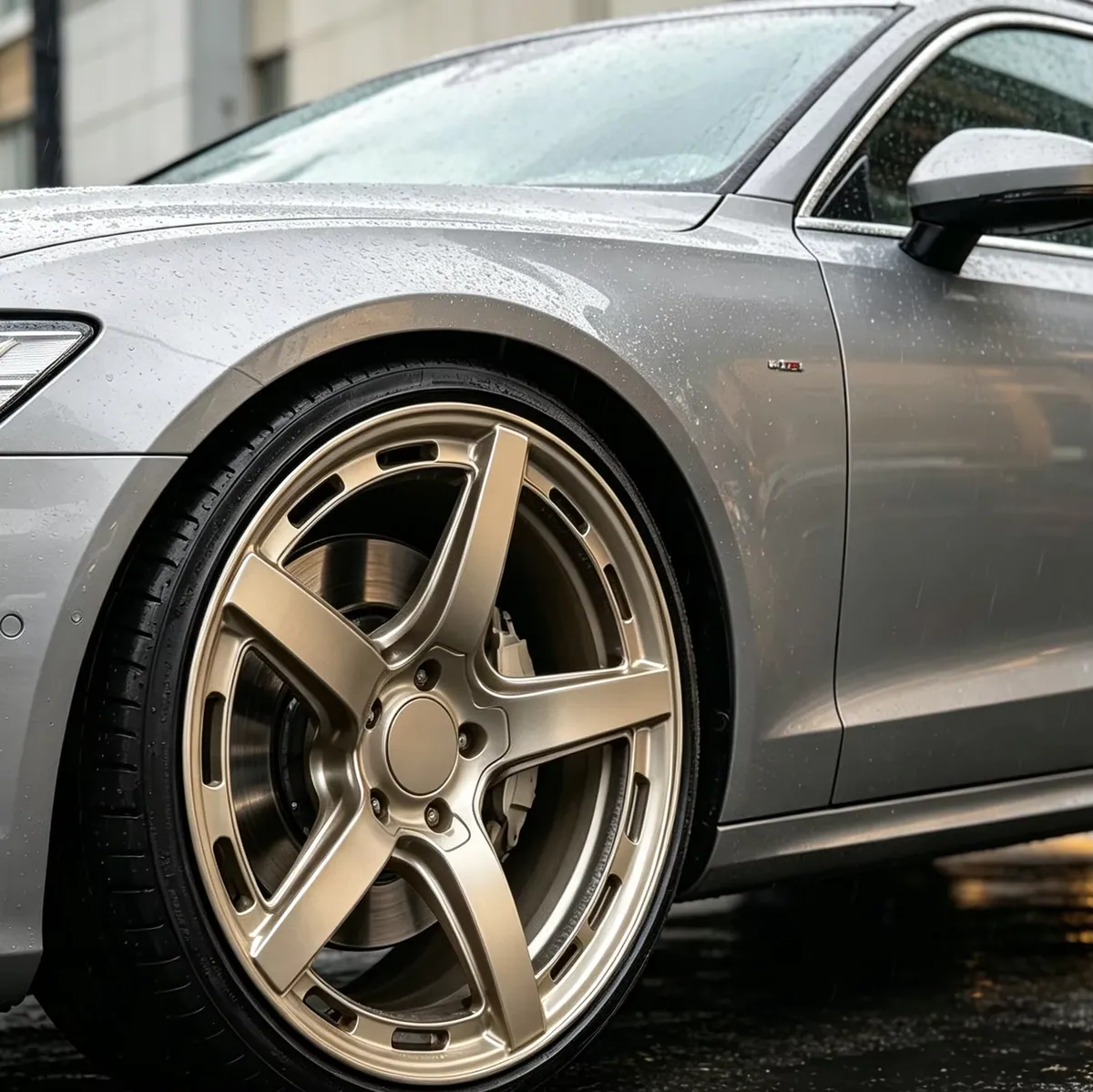 JG Forged 5 Spoke One-Piece Champagne Gold Car Wheel Rim PCD 5x108 5x130 5x120 VIA/DOT Certified Custom Alloy Wheels for Cars forged wheel