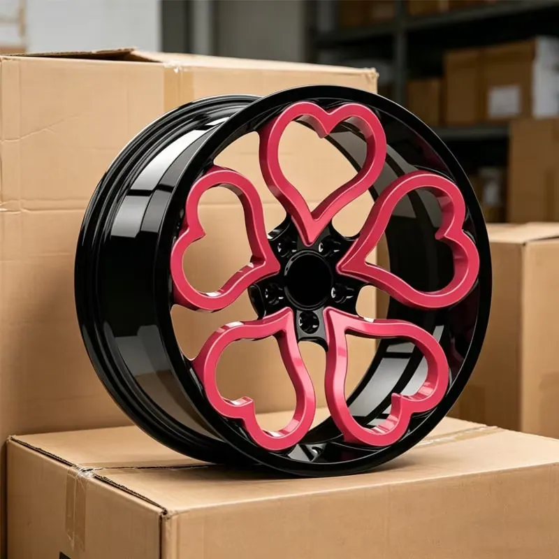 JG Forged Wheels Gloss Black Barrel Pink Heart 5 Spoke Concave Alloy Rims  5x112 5x114.3 for Ladies Sedan EV CuteTuning Car forged wheel