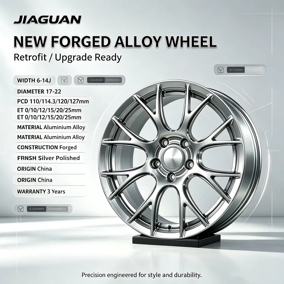 JG Forged Wheels  Gloss Silver Multi Spoke 16 17 18 19 20 21 22 Inch 5x100 5x114.3 Painted Finish for Passenger Cars forged wheel