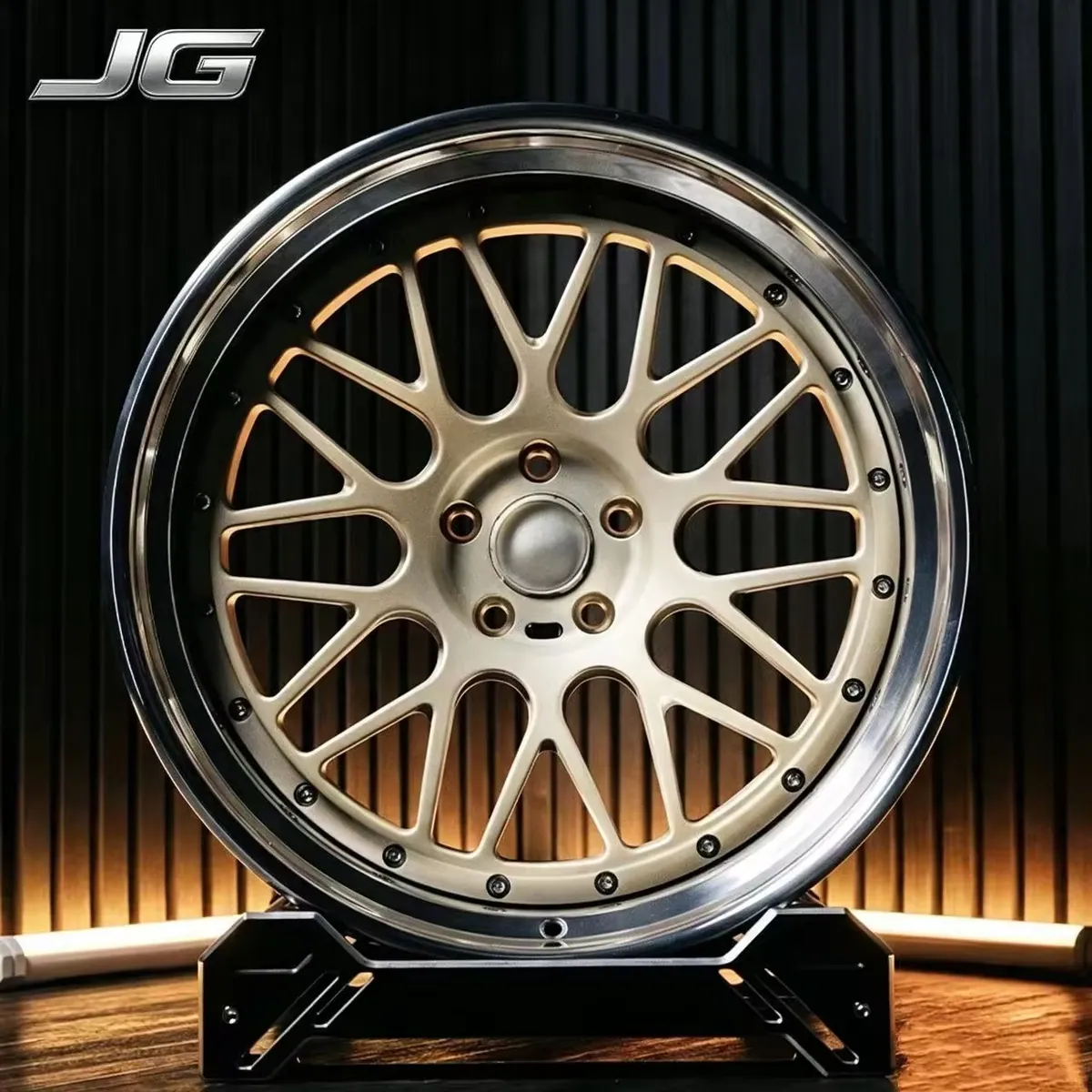JG Forged Wheels Gold Brushed Face Polished Lip Multi Spoke Deep DishStance Rims for Alphard Vellfire Mercedes Maybach forged wheel