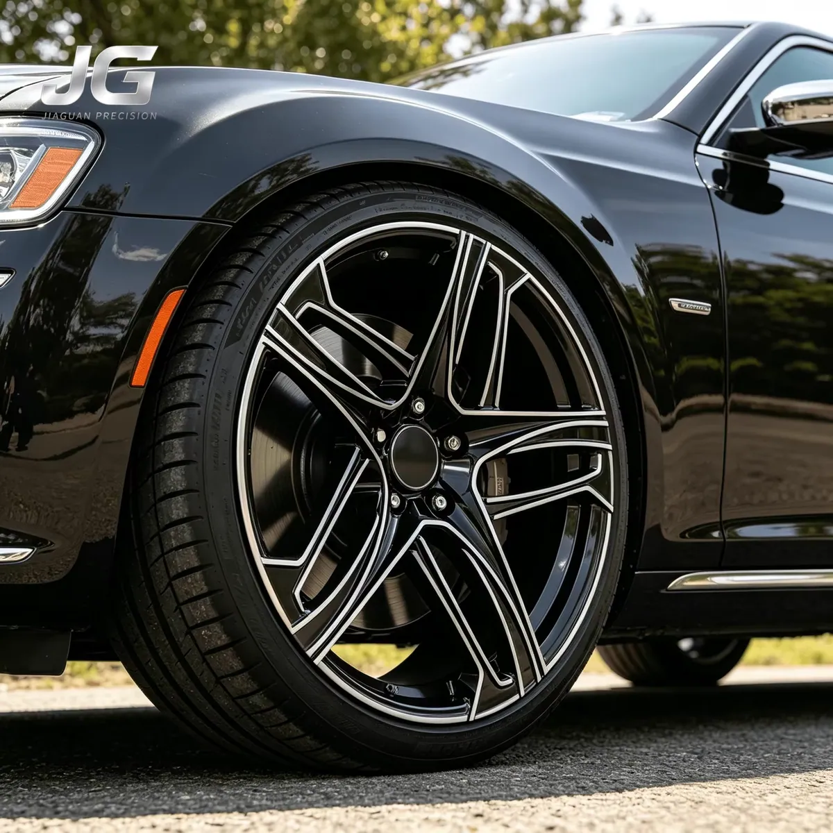 JG Gloss Black Forged Aluminum 18 19 20 21 22 Inch 5x114.3 5x112 5x120 Wheels for Ford Mustang Chrysler 300C Tesla Model Y forged wheel