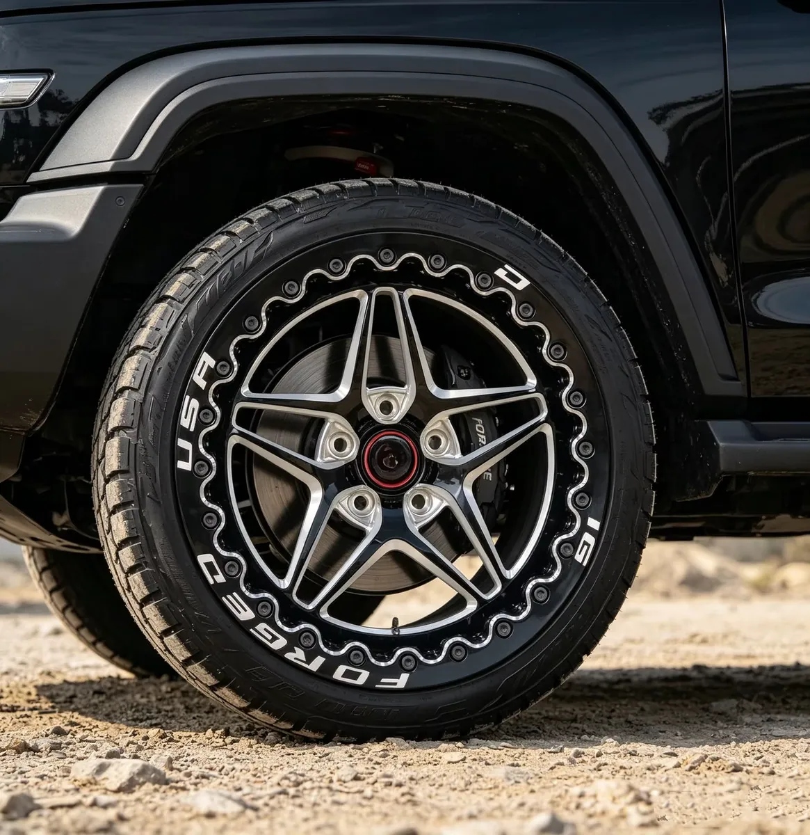 JG Monoblock Forged Wheels Gloss Black Milled Face Chain Beadlock Design Alloy Rims for BMW Audi Tesla Range Rover — JG forged wheel