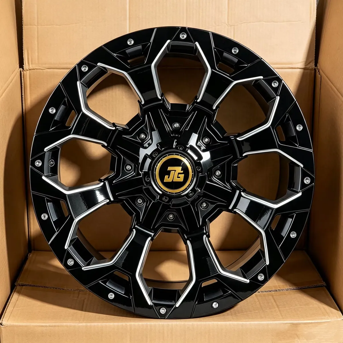 JG Monoblock Gloss Black Milled Forged Offroad Wheel Rivet Style Alloy Rim 17-22 Inch 6x139.7 5x114.3 for Ford Dodge SUV Pickup forged wheel