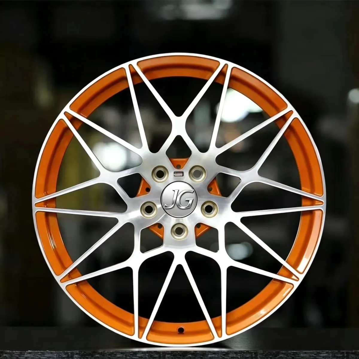 JG One Piece Deep Concave Forged Wheels Mesh Spoke Orange Accent 17-22 Inch 5x112 5x120 5x130 Aluminum Rims for BMW Porsche Audi forged wheel