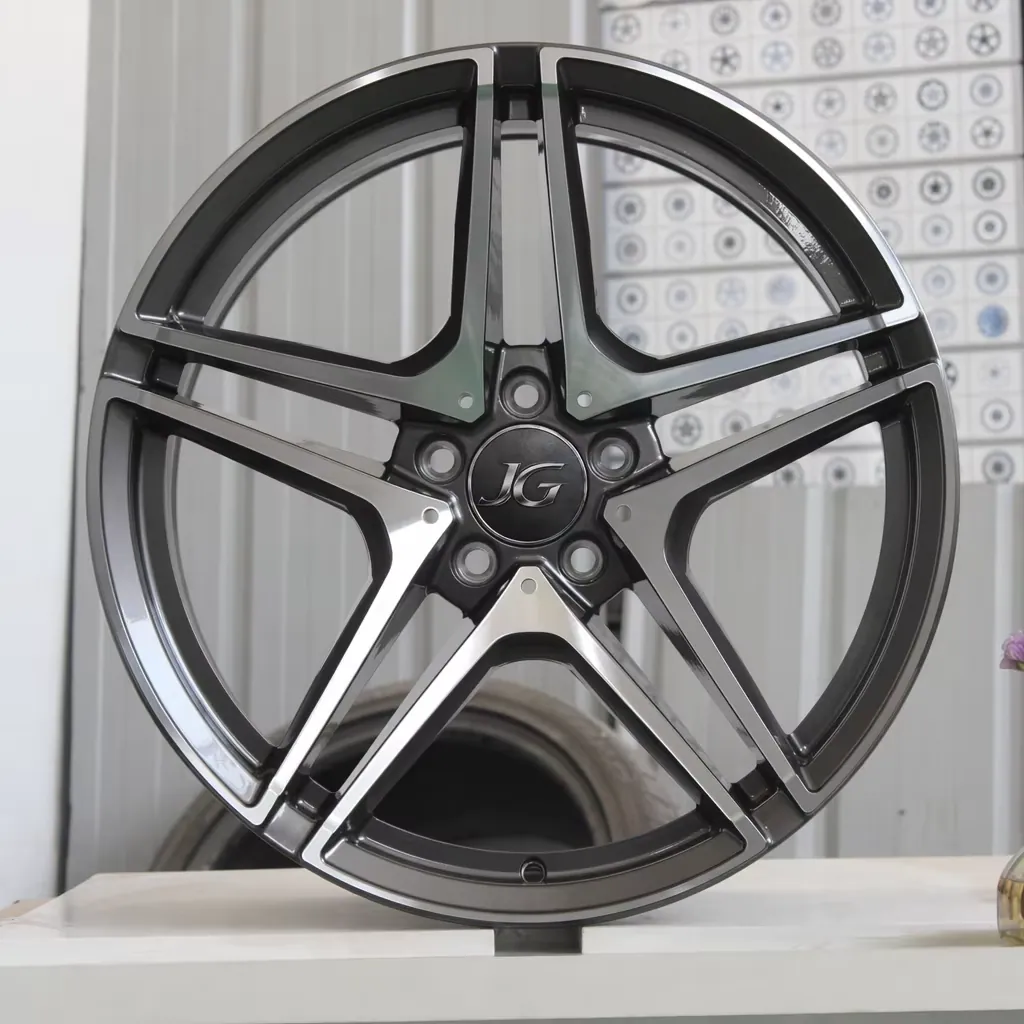 JG One Piece Wheels Two-Tone Black & Machined 5 Spoke Concave Monoblock Forged Tuning Wheels for Universal Passenger Car forged wheel