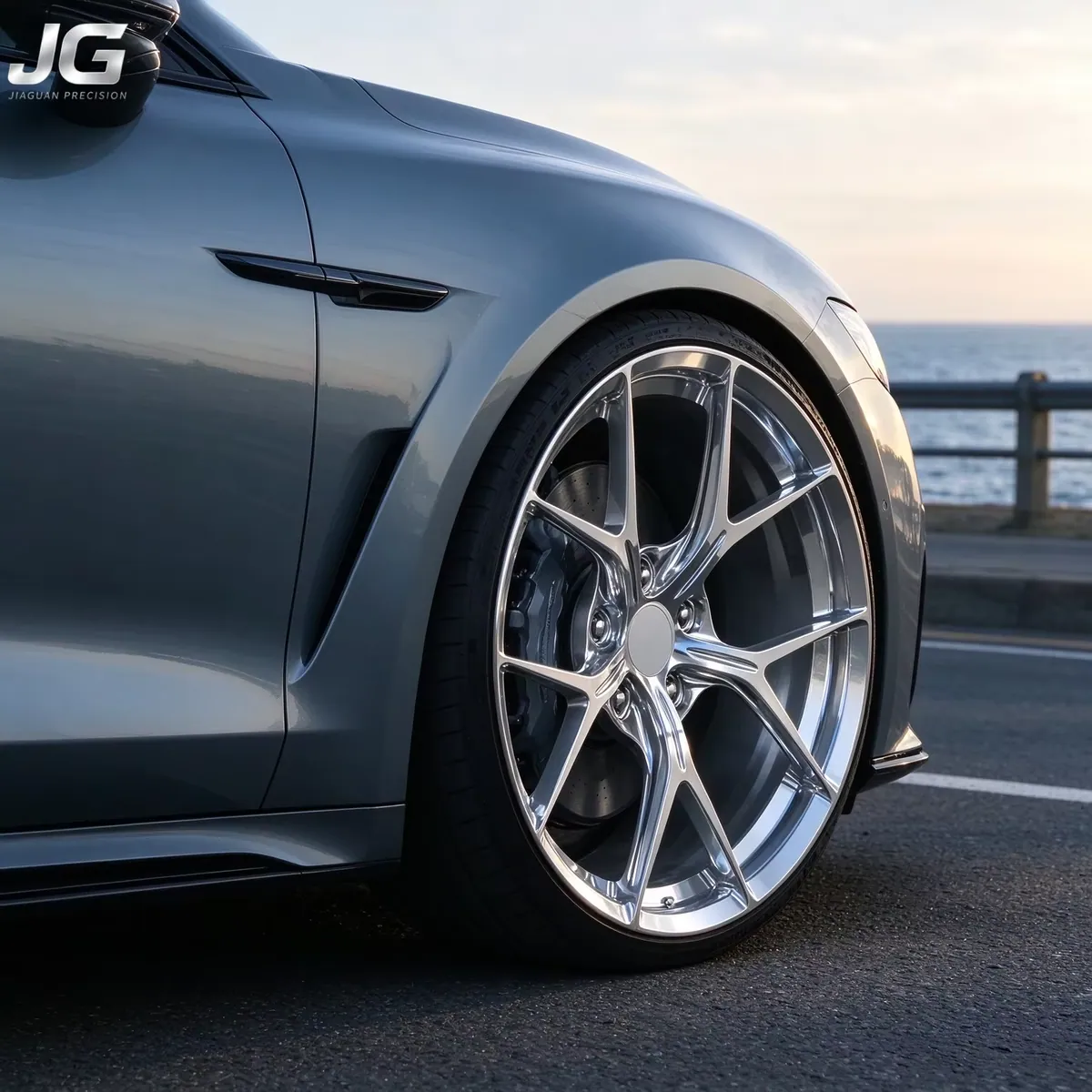 JG Premium Polished Silver 21 Inch 5 Wide Spoke Deep Concave High-Density Forged Alloy Wheels 5x130 for Porsche 911 Cayenne — JG forged wheel