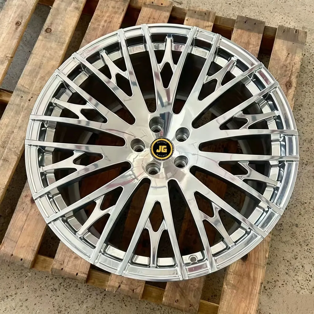 JG Two-Piece Full Polished Multi Spoke Forged Alloy Wheels Rivet Rims 17-22 Inch 5x112 5x120 for BMW Audi Mercedes Tesla Honda forged wheel