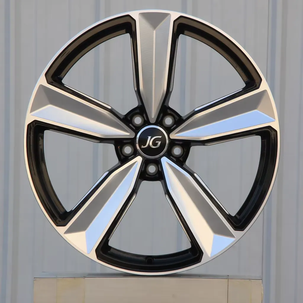 JG119019 Gloss Black Machined Face One Piece Forged 5-Sword Spoke Wheels Car Rims 17-22 Inch for Sedan EV JWL VIA Certified forged wheel