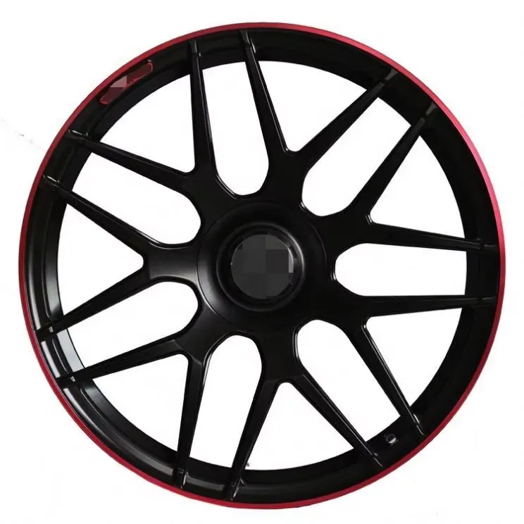 JGForged Wheels High Quality Customizable17-22 Inch 5x112 5x130 Black With Red Lip Alloy Car Wheels for Mercedes G Class E Class forged wheel
