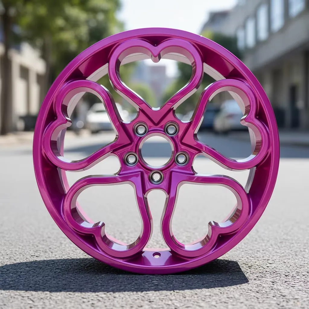 JIAGUAN Forged Aluminium Alloy New Style Heart-shaped 16inch 6.5j 4X100 ET35 Polished Five Spoke Rose Red Wheel for CLS — JG forged wheel